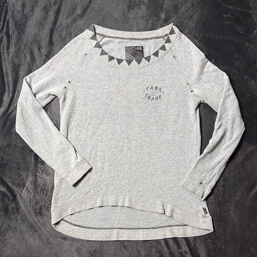 Vans Vintage Heather Gray Studded Long Sleeve Shirt Size M Skater Style